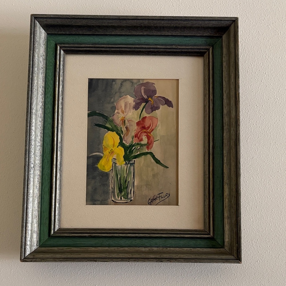 Original art from 1960s Floral Watercolor Painting by artist Gene Flury